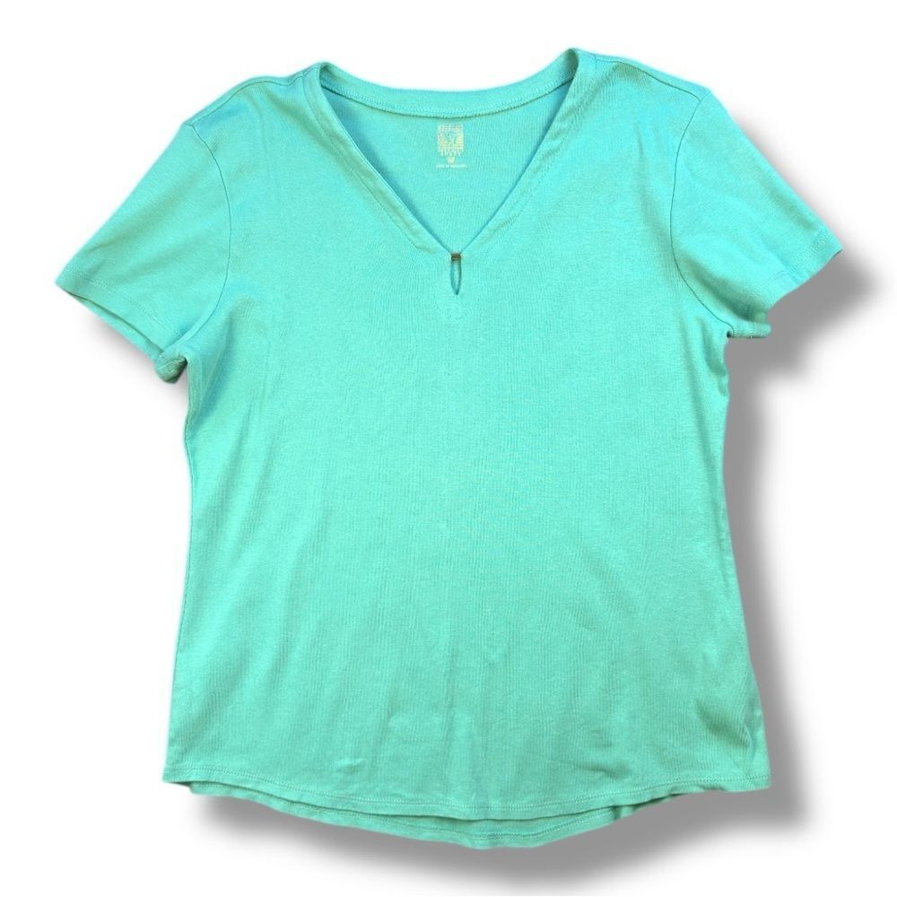 Anne Klein Green Fitted Short Sleeve T-Shirt Sz M